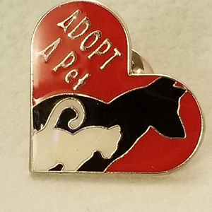 NWT ADOPT A PET Pin Cat Dog Black Red White Silver
